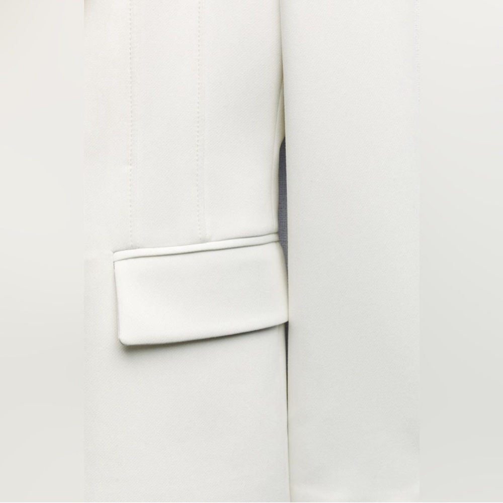 ZARA SIZE LARGE NWT FITTED SHOULDER PAD BLAZER Oyster-white - Picture 6 of 12